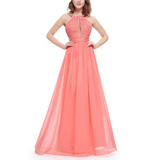 Sexy Sleeveless Floor Length Chiffon Evening/ Prom Dresses with Straps