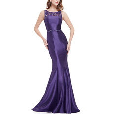 Discount Sheath Sleeveless Floor Length Satin Black Evening Dresses