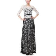 Custom Long Lace Two-Piece Evening Dresses with 3/4 Long Sleeves