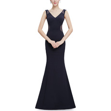 Discount Sheath V-Neck Sleeveless Floor Length Satin Evening Dresses