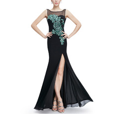 Affordable Sheath Floor Length Chiffon Evening Dresses with Slit