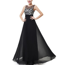 Discount Floor Length Chiffon Evening/ Prom Dresses with Applique