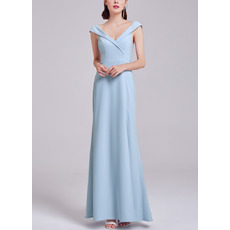 V-Neck Floor Length Satin Evening Dress with Slit