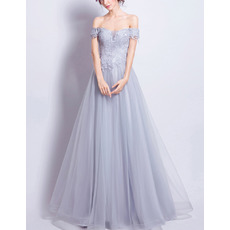 A-Line Off-the-shoulder Floor Length Evening Dresses