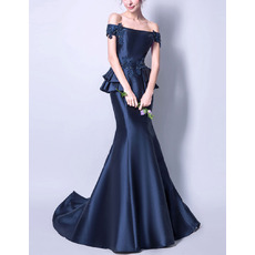 Off-the-shoulder Floor Length Satin Evening Dresses