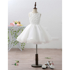 New Short Organza Flower Girl Dress with Detachable Train