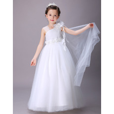 Asymmetric Floor Length Satin Flower Girl Dresses