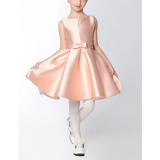 Custom A-Line Sleeveless Mini/ Short Satin Flower Girl Dresses