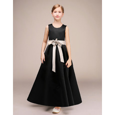 Adorable A-Line Ankle Length Satin Flower Girl Dresses with Sashes