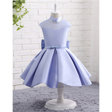 Knee Length Satin Flower Girl Dresses with Bows