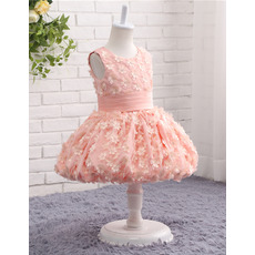 Discount Sleeveless Knee Length Flower Girl Dresses with Applique