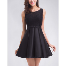 New A-Line Sleeveless Short Satin Homecoming/ Little Black Dress