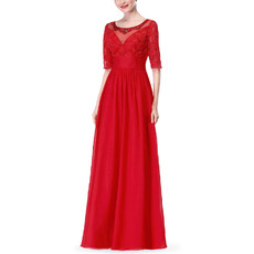 New Floor Length Chiffon Mother Dresses with Half Sleeves