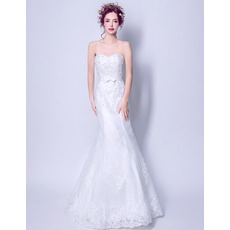 Affordable Mermaid Sweetheart Floor Length Organza Wedding Dresses