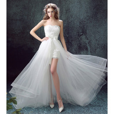 Discount Sweetheart Sleeveless High-Low Organza Wedding Dresses