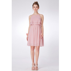 Summer Spaghetti Straps Mini/ Short Chiffon Bridesmaid Dresses