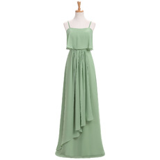 Elegant Floor Length Chiffon Bridesmaid Dresses with Spaghetti Straps