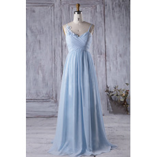 Spaghetti Straps Floor Length Chiffon Bridesmaid Dresses