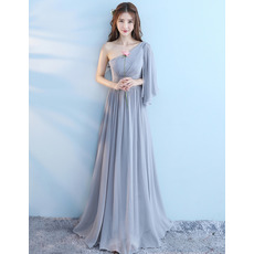 New One Shoulder Floor Length Chiffon Bridesmaid Dresses