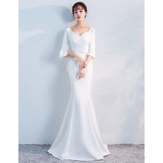 Elegant Mermaid Sweetheart Long Evening Dresses with Half Sleeves