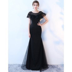 2019 New Style Sheath Short Sleeves Floor Length Evening Dresses