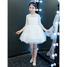 Affordable Short Organza Flower Girl Dresses with Long Sleeves