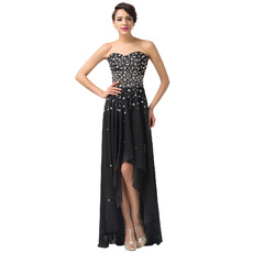 Sweetheart High-Low Chiffon Black Homecoming Dresses