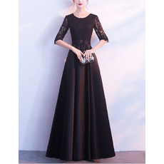 Elegant Floor Length Satin Mother Dresses with Half Lace Sleeves