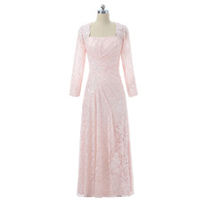 Floor Length Lace Mother Dresses with Long Sleeves