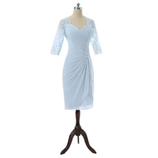 Custom Knee Length Chiffon Mother Dresses with 3/4 Long Sleeves