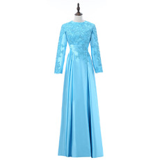 Vintage Floor Length Taffeta Mother Dresses with Long Sleeves