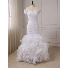 Elegant Trumpet Sweetheart Cap Sleeves Floor Length Wedding Dresses