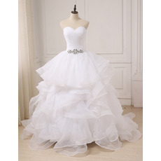 Sweetheart Long Organza Layered Skirt Wedding Dresses