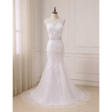 Trumpet Floor Length Beading Wedding Dress with Bow