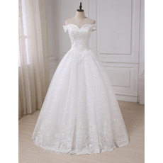 Custom Sweetheart Off-the-shoulder Floor Length Lace Wedding Dresses