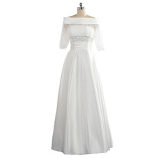 Elegant Off-the-shoulder Taffeta Wedding Dresses with Half Sleeves