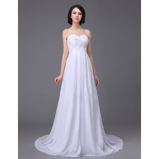 Inexpensive Sweetheart Sweep Train Chiffon Empire Wedding Dresses