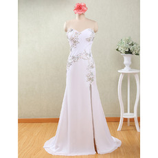 Custom Column Sweetheart Floor Length Chiffon Wedding Dresses