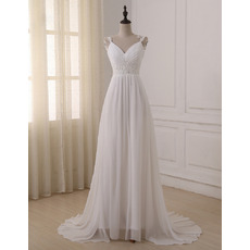 Sweetheart Straps Sweep Train Chiffon Wedding Dresses