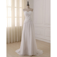 Custom Sweetheart Sleeveless Sweep Train Chiffon Wedding Dresses