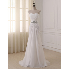 New Sweetheart Floor Length Chiffon Lace-Up Wedding Dresses