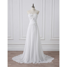 Affordable Sweetheart Sleeveless Sweep Train Chiffon Wedding Dresses