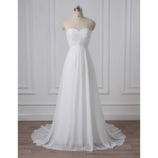 Vintage Sweetheart Sleeveless Sweep Train Chiffon Wedding Dresses