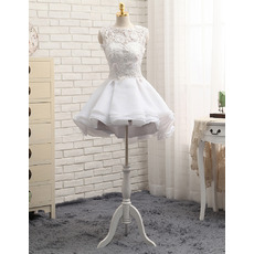 A-Line Sleeveless Mini/ Short Petite Organza Wedding Dresses