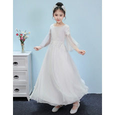 Custom Ankle Length Junior Bridesmaid Dresses with 3/4 Long Sleeves