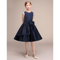 A-Line Knee Length Satin Junior Bridesmaid Dresses