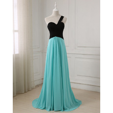 New One Shoulder Floor Length Chiffon Evening/ Prom Dresses