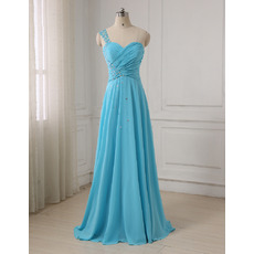 Custom One Shoulder Floor Length Chiffon Evening/ Prom Dresses