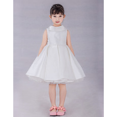 Adorable A-Line Lapel Knee Length Satin Flower Girl Dresses