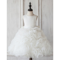 Custom Ball Gown Knee Length Ruffle Skirt Flower Girl Dresses